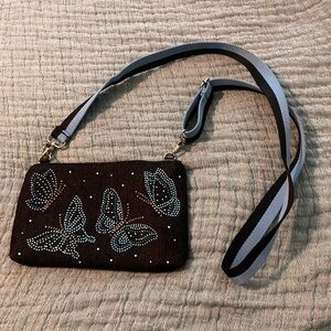 Brighton blue Wristlet with Butterfly rhinestone Design